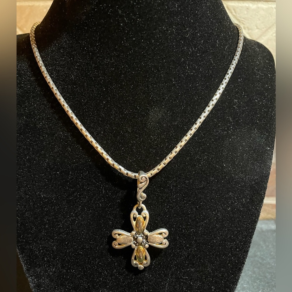 NWT Deborah necklace silver plated with removable pendant/slide & gold accents